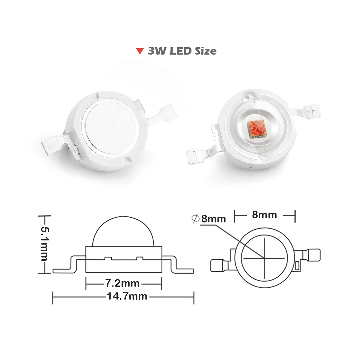 Chanzon 10 Pcs High Power Led Chip 3W Deep Red Plant Grow Light (650Nm - 660Nm / 400Ma - 500Ma / Dc 2V - 2.2V / 3 Watt) Smd Cob