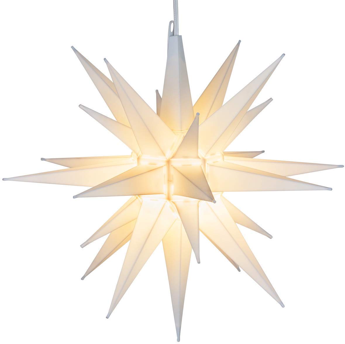 14'' White Star Outdoor Decoration, Christmas Led Star Decor, Moravian Star Christmas Light