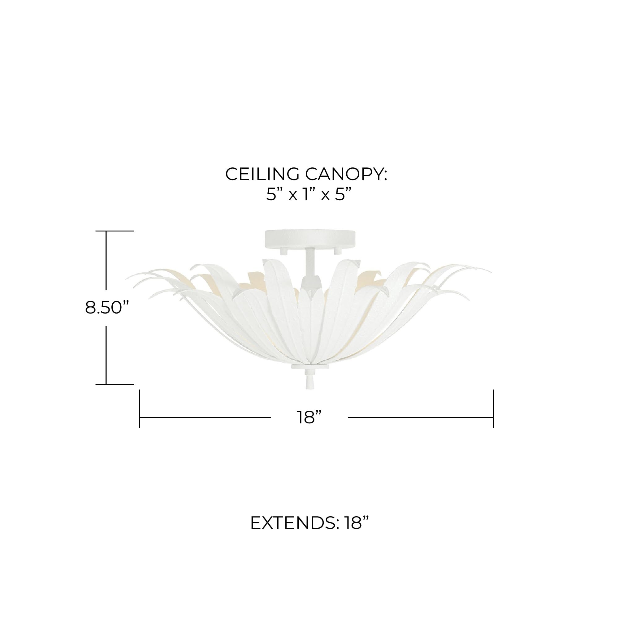 Capital Lighting 249531Xw Eden Traditional Bohemian Botanically Inspired Semi Flush Ceiling Light, 3-Light 180 Total Watts, 9''