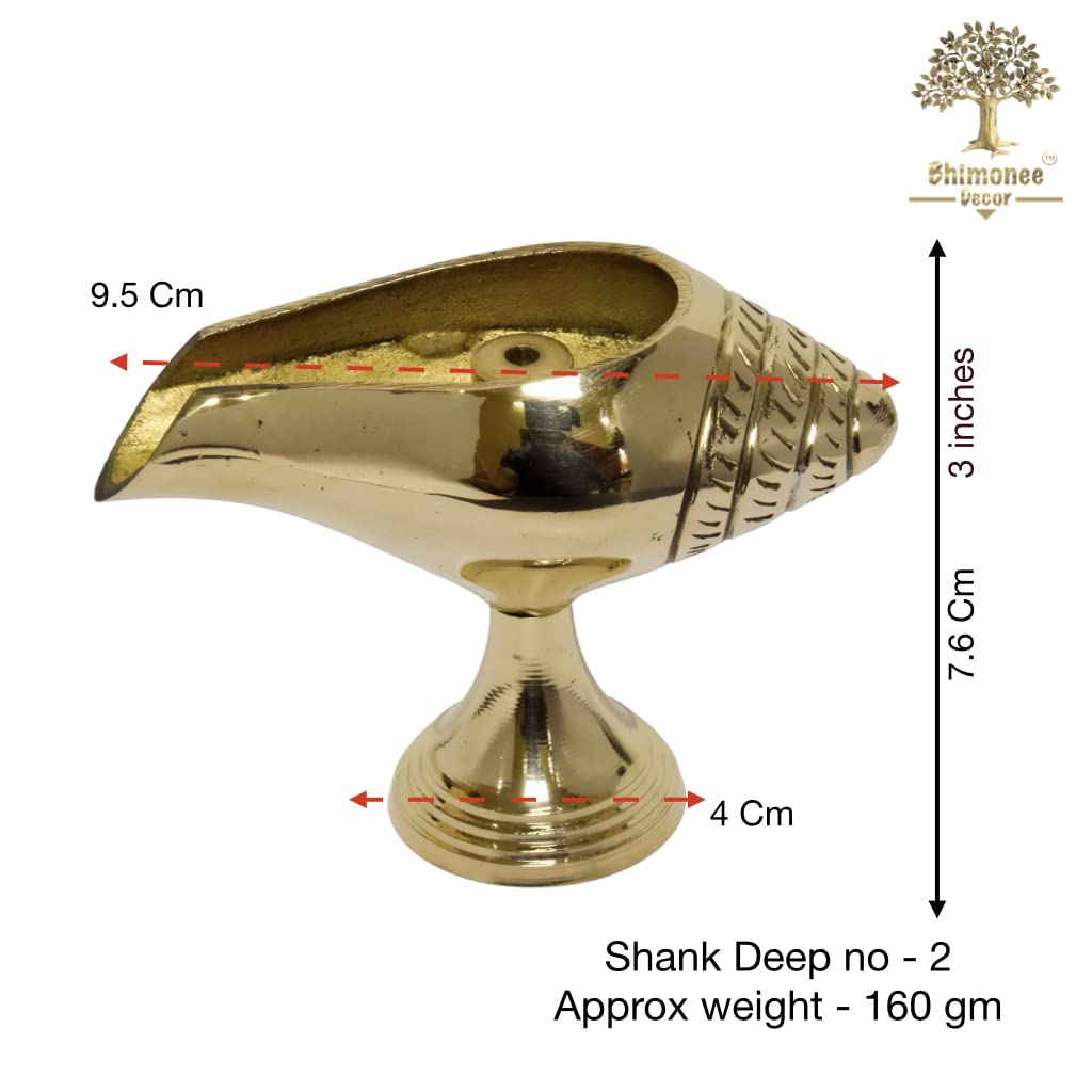 Bhimonee Decor Pure Brass Shank Design Table Diya, 3 inches , brass, Pack of 1 pc