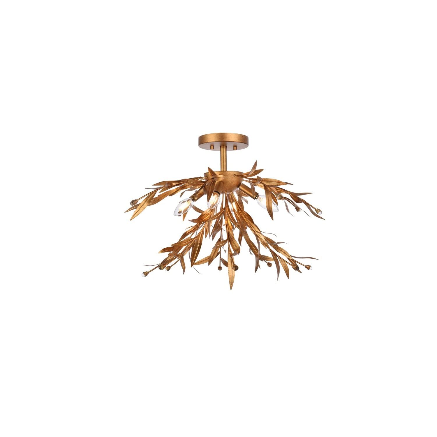 Living District Priscilla 4-Light Mid-Century Metal Flush Mount in Gold Leaf