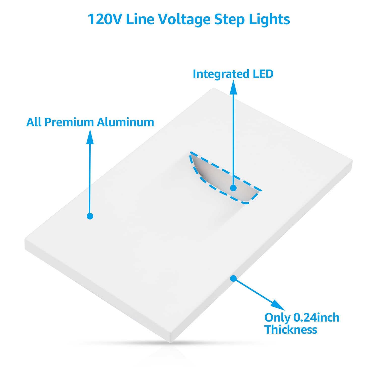 LEONLITE LED Step Lights, Dimmable 3.5W, 5CCT 2700K-5000K, Waterproof, Aluminum, White, Pack of 6,