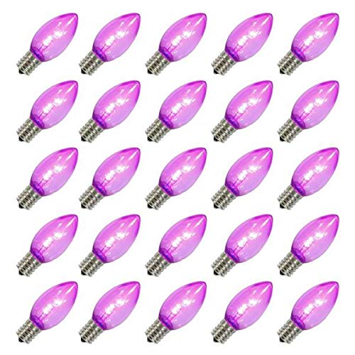 Vickerman C9 Transparent Plastic LED Purple Dimmable Bulb, E17 Nickel Base, 25 per bag