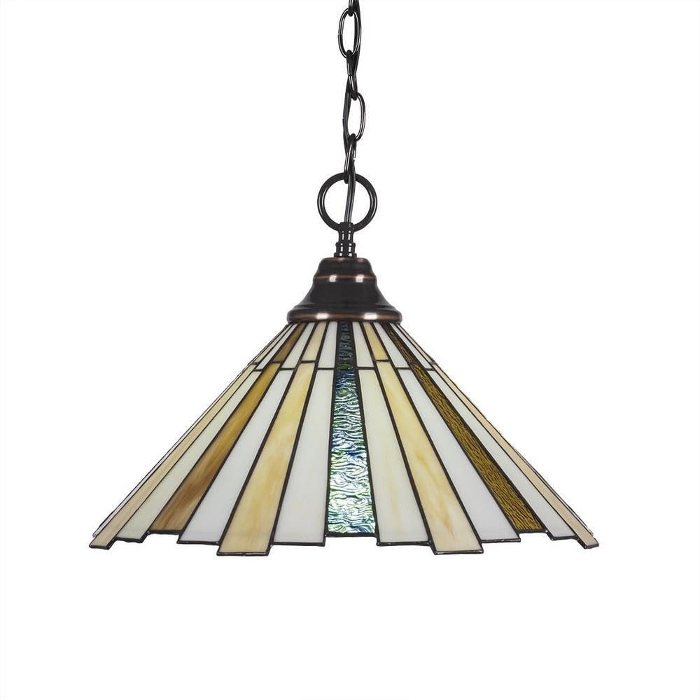 Toltec Lighting 10-Bc-933 Chain Hung Pendant With Sequoia Glass, 16&quot;, Black Copper