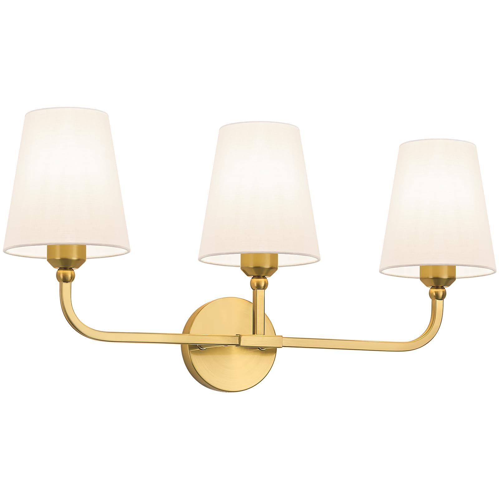 Kvhiiw Bathroom Vanity Light, Brushed Gold Bathroom Light Fixtures, 3-Light Lighting Fixtures Over Mirror, Modern Wall Sconce wi