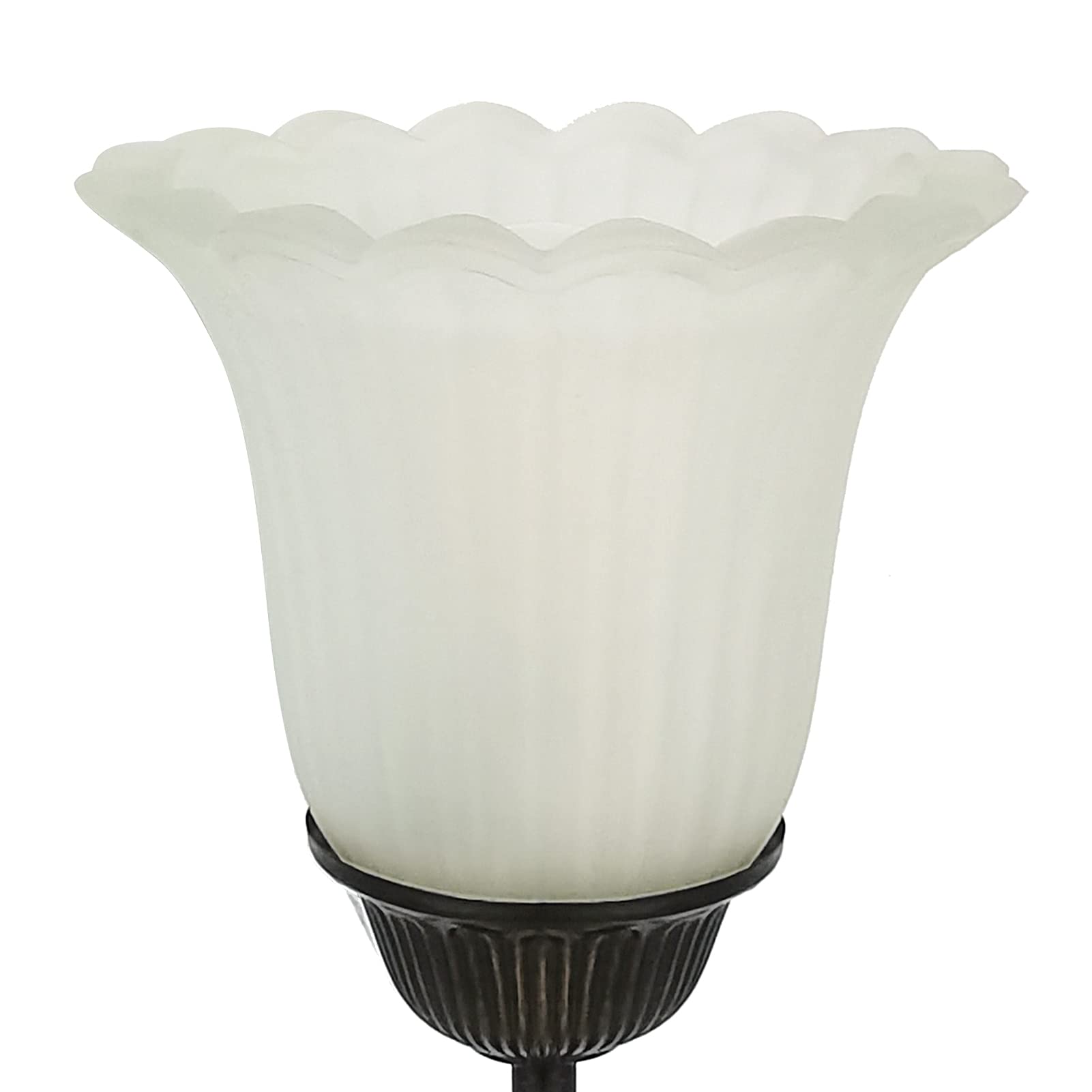 RORIANO Touch Control Bedside Lamp, 3-Way Dimmable, Metal Leaf Design, Black & White Glass Shade, LED Bulb Included, Model LM-L08841-TT