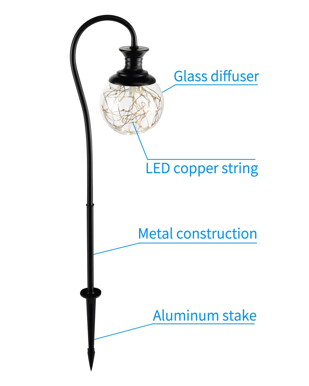 BTNHPLite Low Voltage Globe Garden Lights, 4-Pack, Glass, 2700K, Waterproof, Model BPL-LPW2-27, LED Pathway Lighting for Yard & Walkway