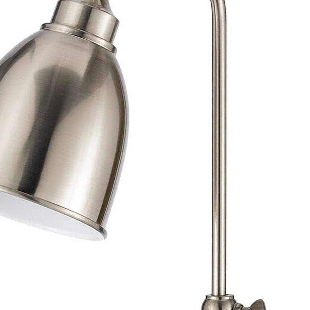 HomeRoots Adjustable Table Lamp, Nickel Metal, Dome Shade, Model 524649, 26 x 7 x 15 in.
