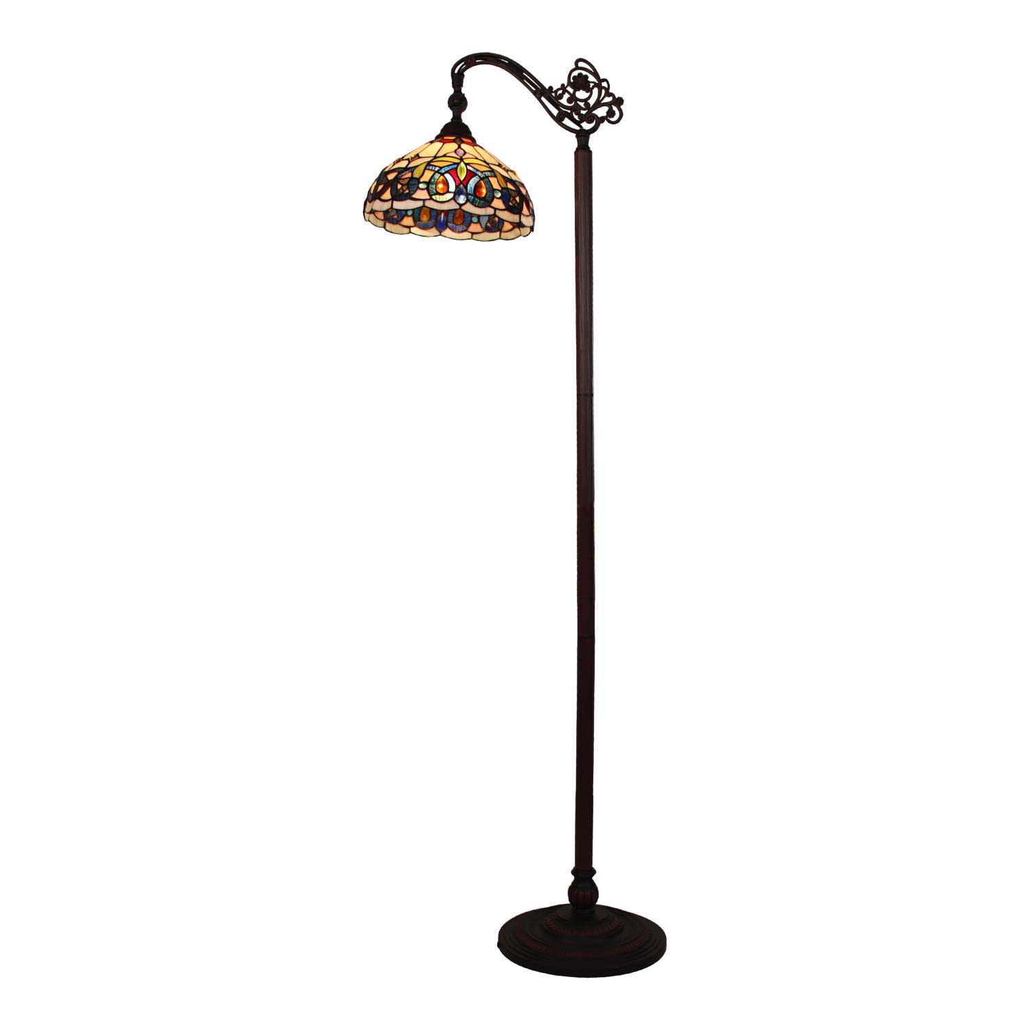 Chloe Lighting Tiffany-Style Floor Lamp, 1 Light, Dark Bronze, 11in Wide, Multicolor, Model CH3T353BV11-RF1