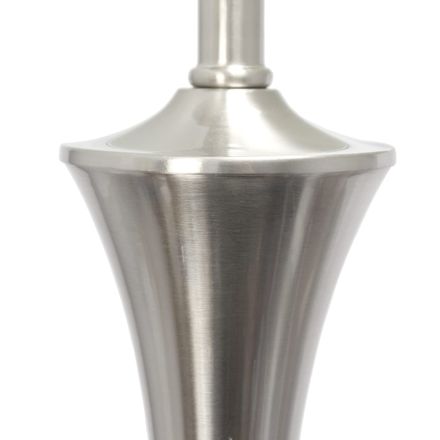 Elegant Designs Lc1020-Bsn Tapered 3 Pack Lamp Set (2 Table Lamps, 1 Floor Lamp) With White Fabric Shades, Brushed Nickel