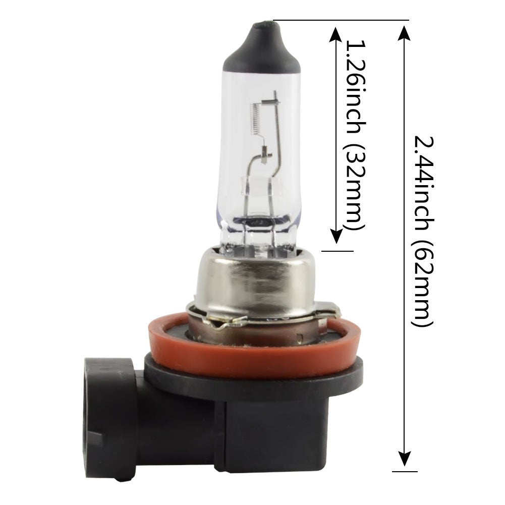 Safego H11 Halogen Headlight Bulb - 12V 55W, High/Low Beam, DOT Compliant, Pack of 2, Universal Fit, Color W11