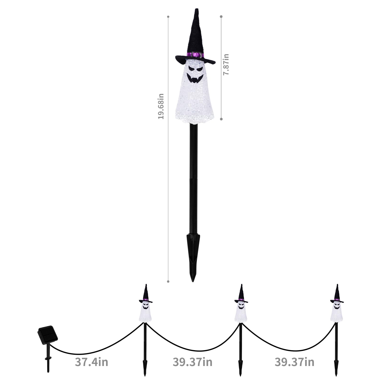 Lightshine 3Pcs Ghost Solar Halloween Decorations, Solar Landscape Pathway Lights,Solar Halloween Garden Stakes Lights, Outdoor Halloween Lights Decor For Yard, Patio, Porch (White)