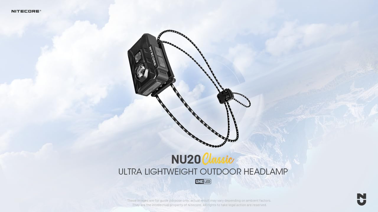 Nitecore Nu20 Classic Ultralight Headlamp, 360 Lumen Usb-C Rechargeable Lightweight For Backpacking, Camping, Running With Auxil