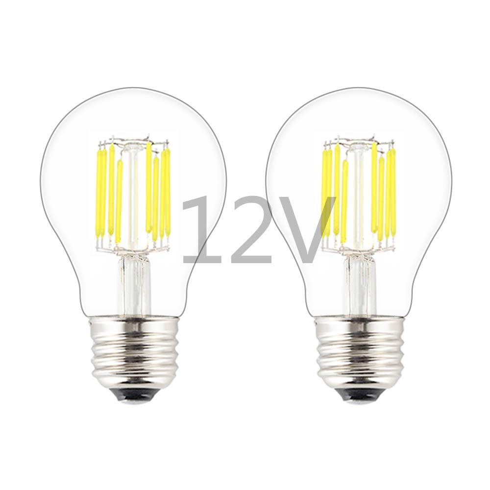 OPALRAY A19/A60 DC 12V-24V Input LED Bulb, 8W 800Lm, 4000K Natural White Daylight, Dimmable with 12VDC Dimmer, E26 Base, 80W Inc