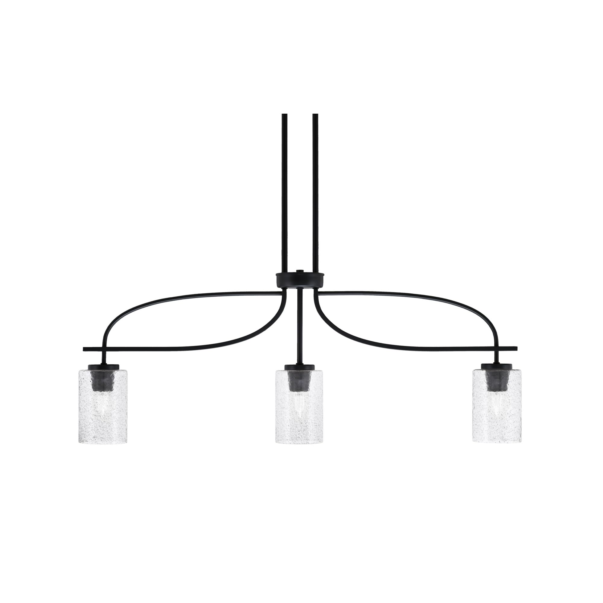Cavella 3 Light Island Light Shown in Matte Black Finish with 4&quot; Smoke Bubble Glass