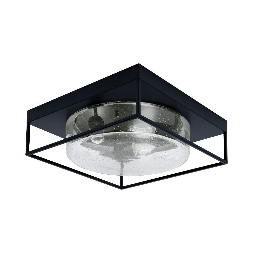 Toltec Lighting 856-MB-0 3 Light Flush Mount-5 Inches Tall and 16 Inches Wide, Finish Color: Matte Black, Glass Color: Clear Bubble