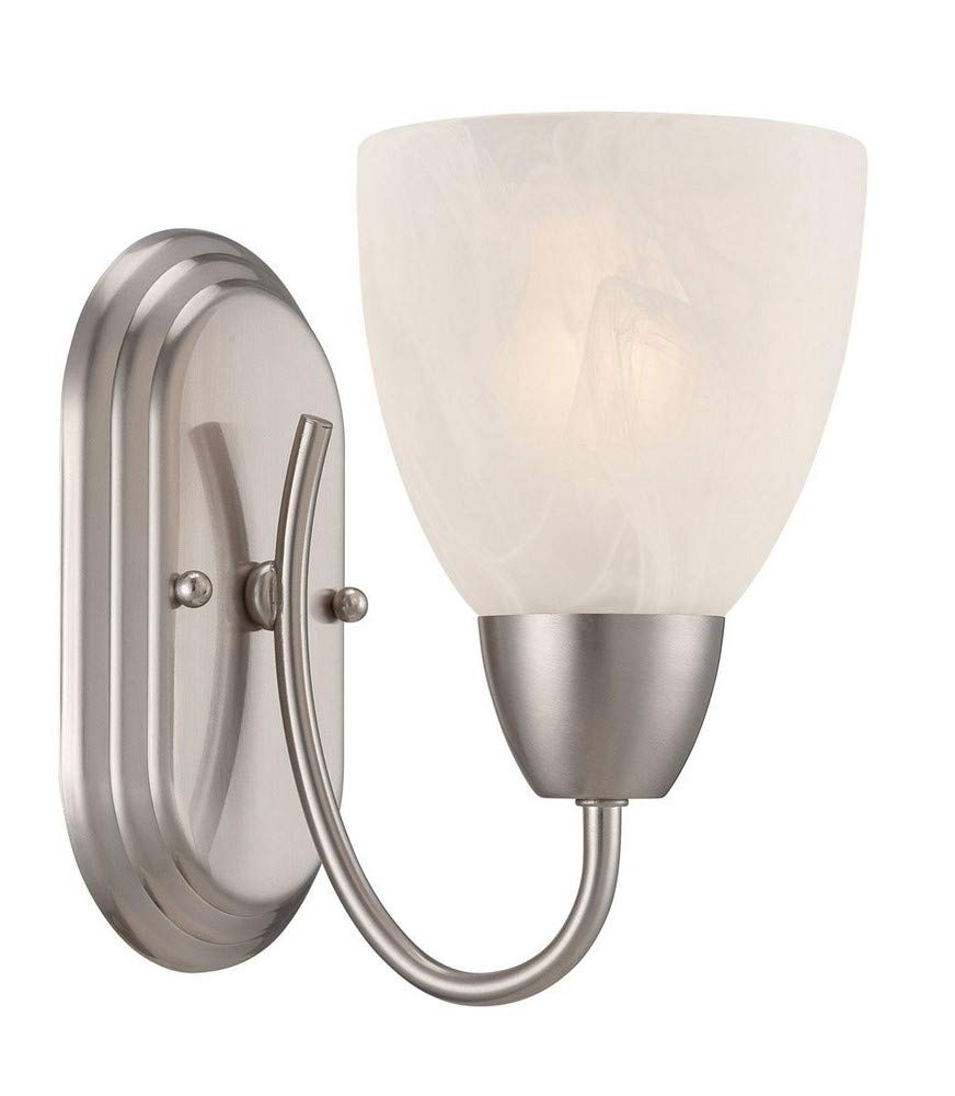 Designers Fountain Torino Wall Sconce, Alloy Steel, 8 in., Brushed Nickel, Silver, Model 15005-1B-35