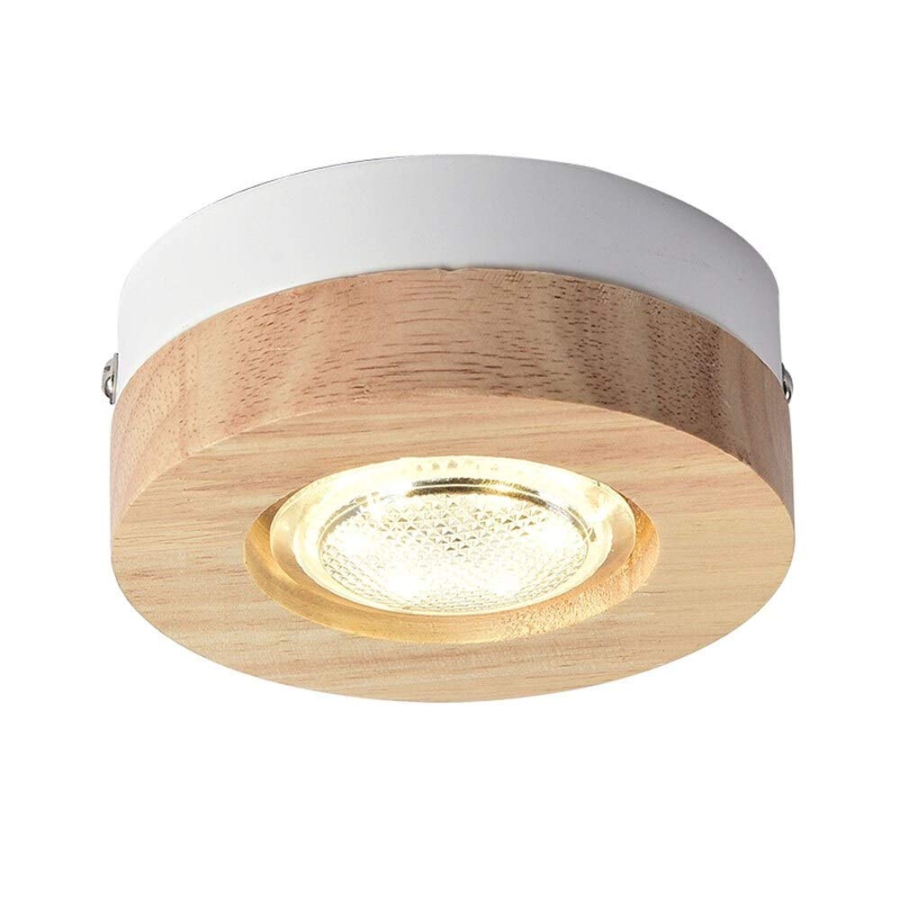 OZZKI Recessed 3W Small Solid Wood Ceiling Light Surface Mount Spotlights Integrated Anti-glare LED Flat Panel Downlight Fixture