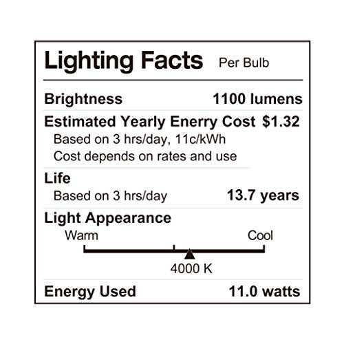 Luno A19 Non-Dimmable Led Bulb, 11W (75W Equivalent), 1100 Lumen, 4000K (Neutral White), Medium Base (E26), Ul Certified (6-Pack