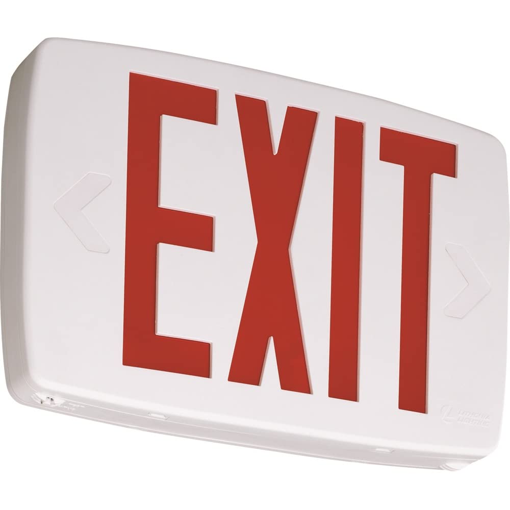 Lithonia Lighting Lqm S W 3 R 120/277 M6 Quantum Thermoplastic Led Exit Sign With Stencil-Faced White Housing And Red Letters
