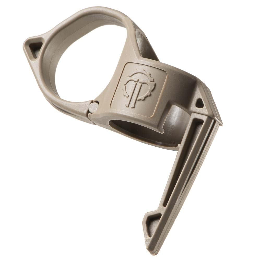 Thyrm Switchback Large 2.0 Flashlight Ring (Tan, Non-Dual Fuel Version) Finger Release Ring With Pocket Clip For Many 1-Inch Diameter Lights, Made In Usa