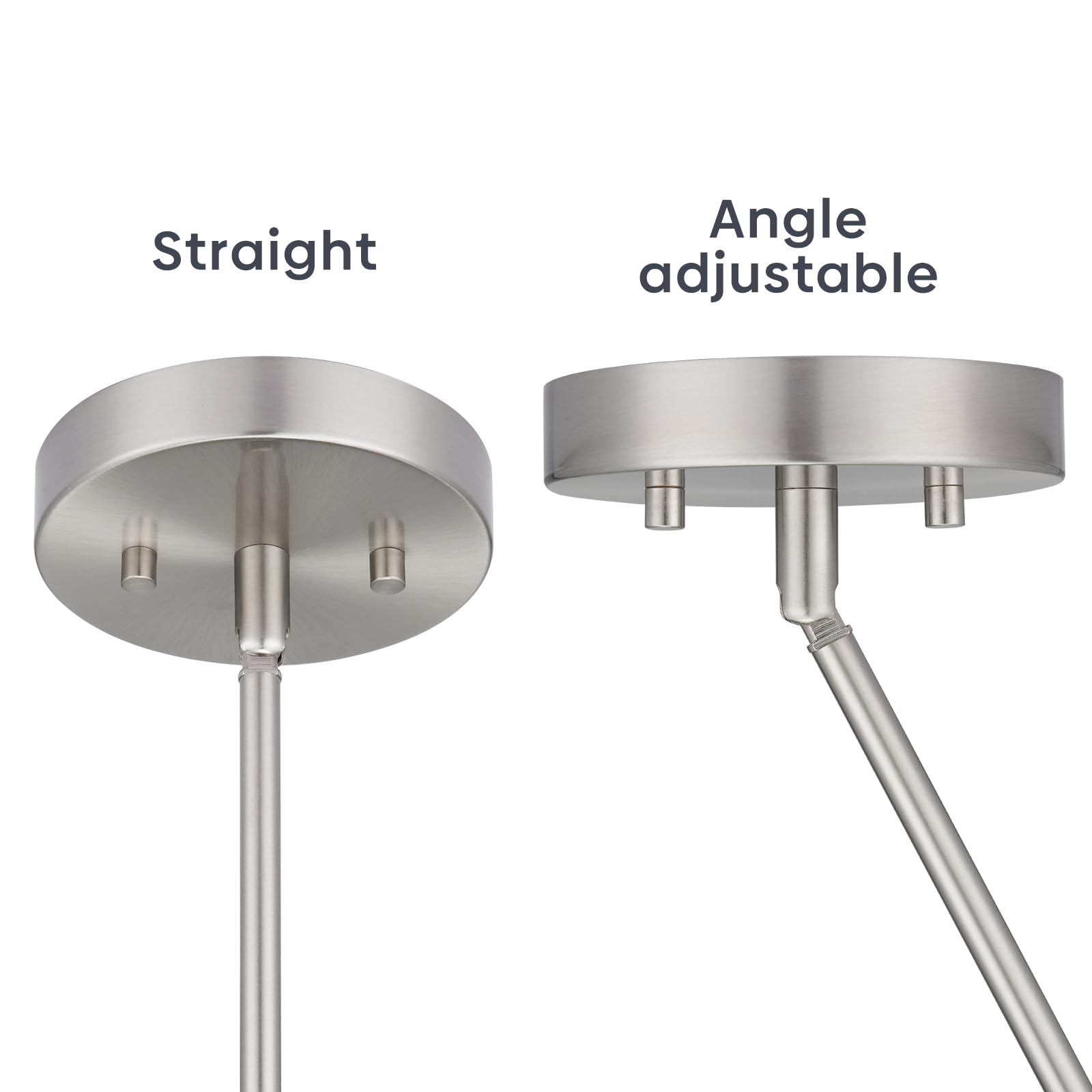 Canomo Chandelier Extension Poles with 180° Adapter, Nickel, 12" & 6" Downrods for Pendant Lights