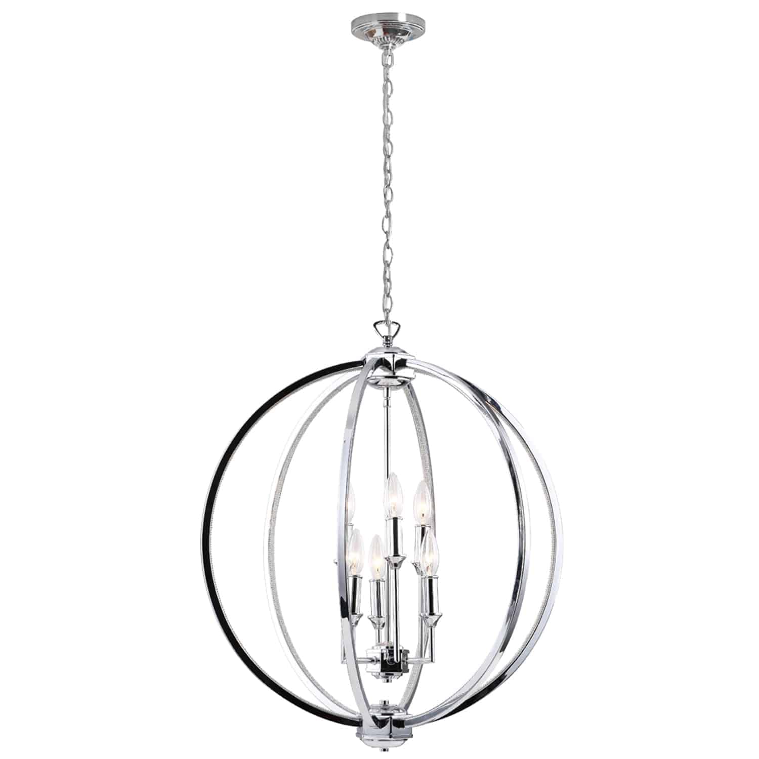 Dainolite 6Lt Fixture, Polished Chrome W/Jewelled Accents