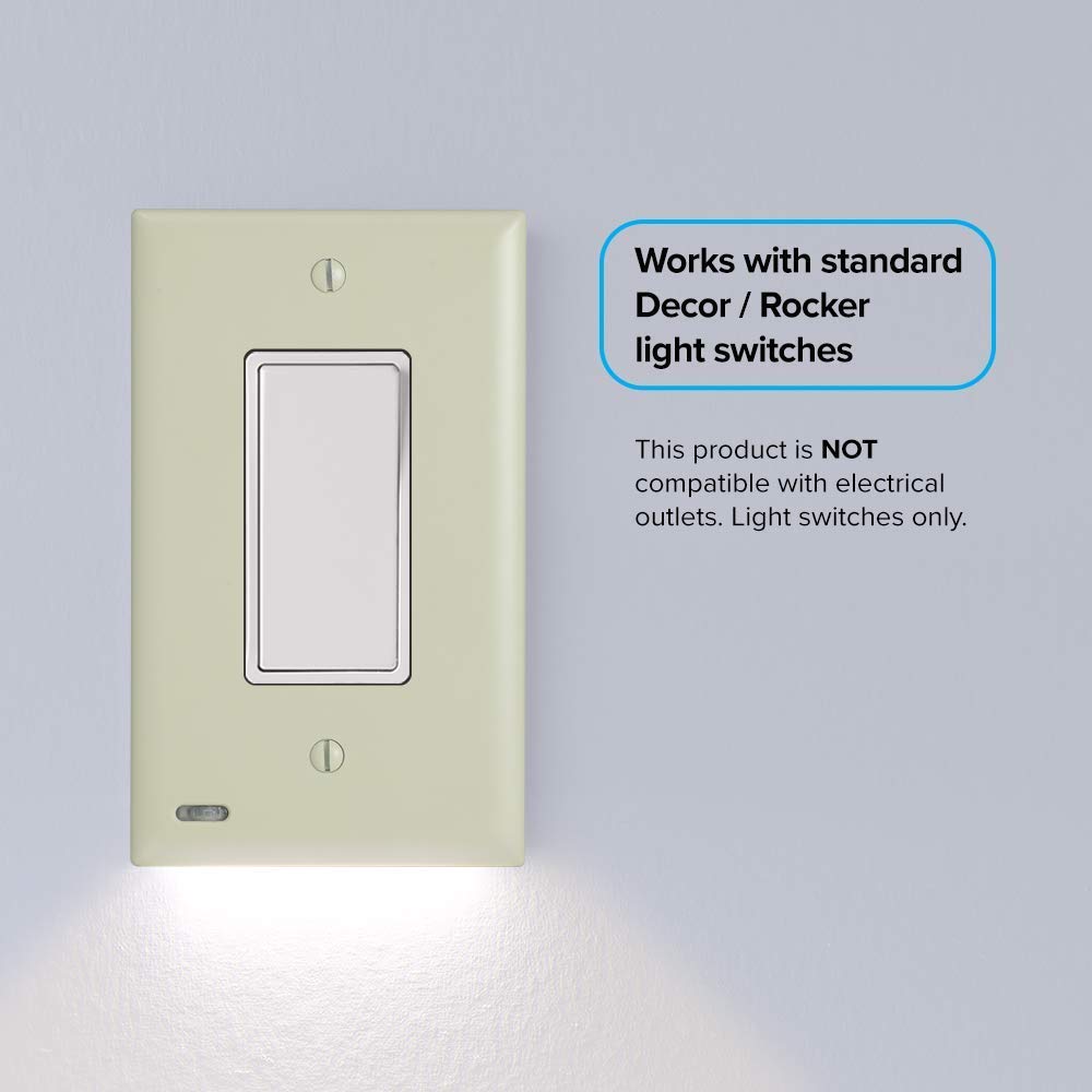 Snappower Single Switchlight - Led Night Light - For Single-Pole Light Switches - Switch Plate With Led Night Lights - Adjust Br
