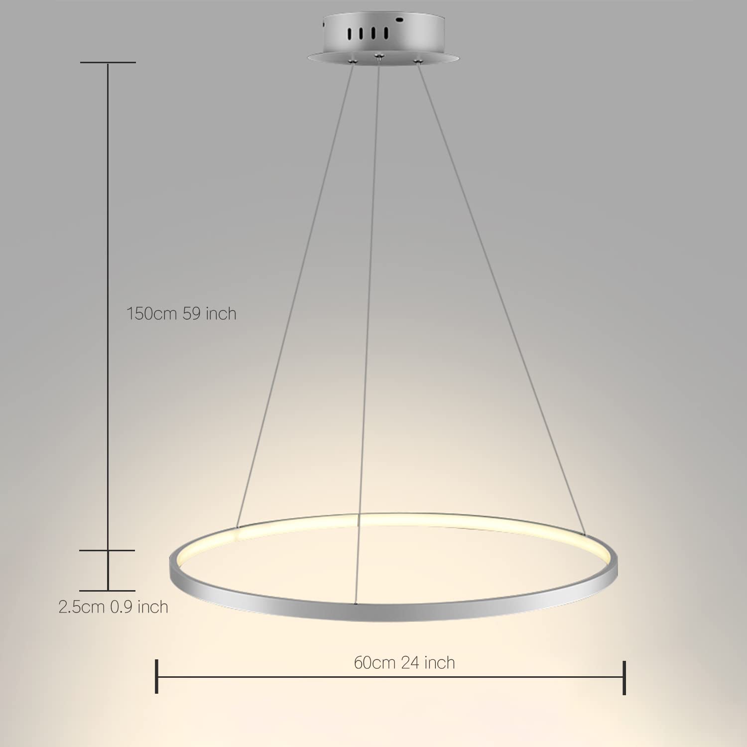 Lightinthebox 23.6&quot; Led Ring Pendant Light With Remote Control - Modern White Chandelier For Home