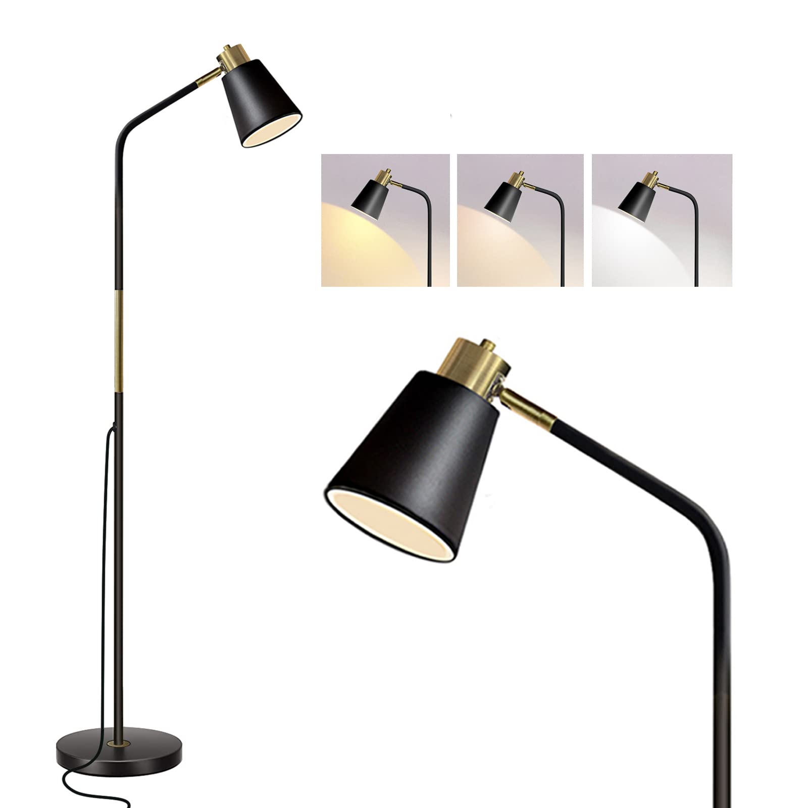 LALISU Floor Lamp - Dimmable, Adjustable Metal Heads, Black-01