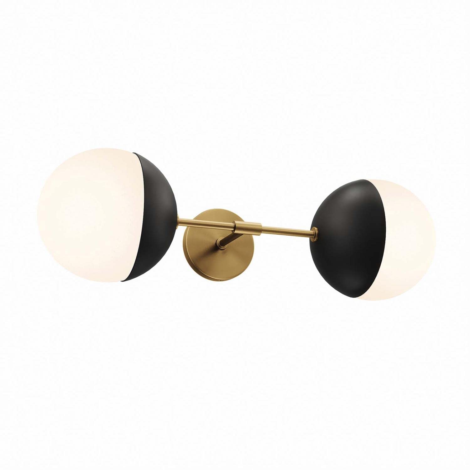 Modway Stellar 2-Light Wall Sconce In Opal Satin Brass Brown, 7 X 8 X 23