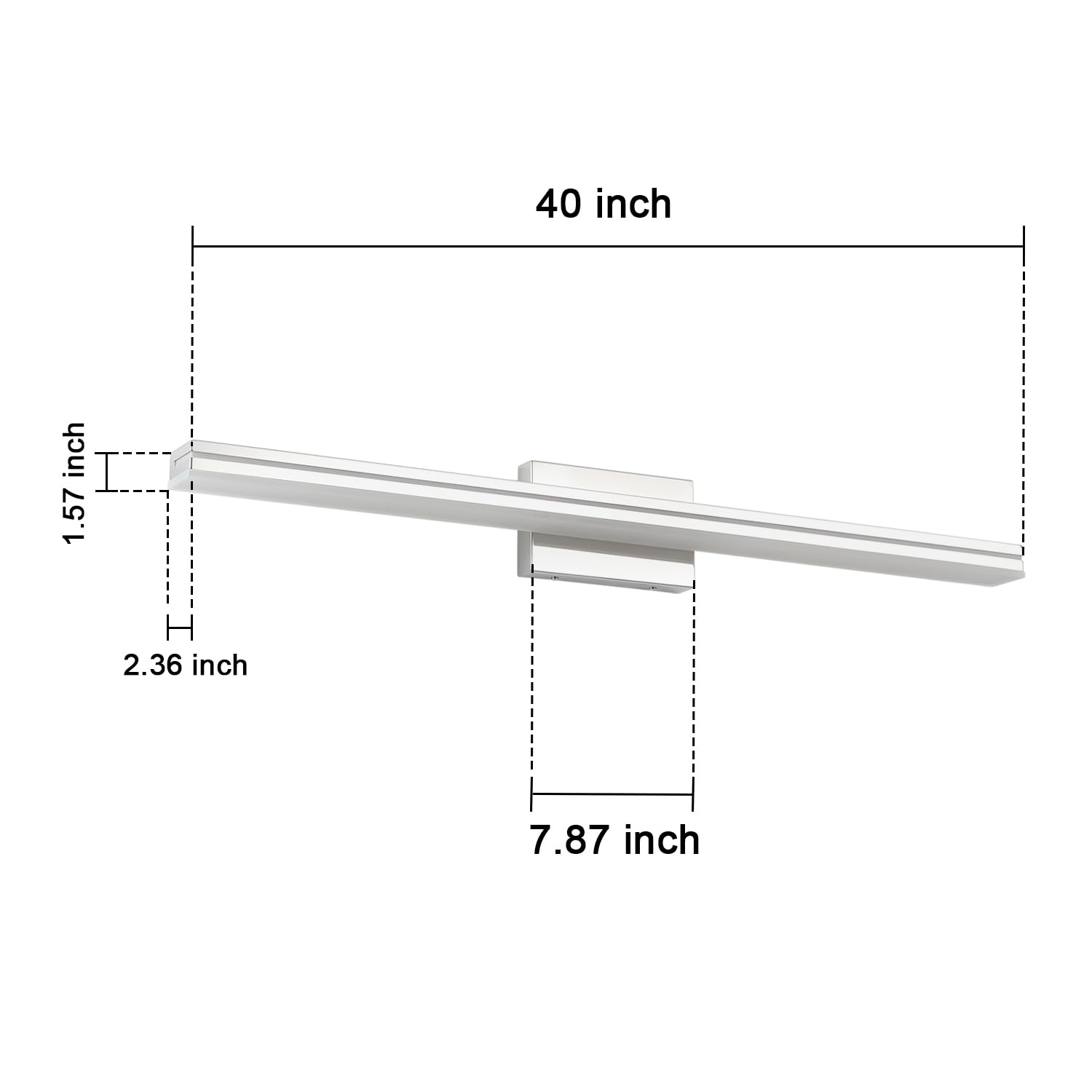 Sinerise 40-Inch Led Modern Bathroom Vanity Light Bar  Chrome Modern Acrylic Bathroom Wall Lighting Fixtures Over Mirror (Cool White 6000K)