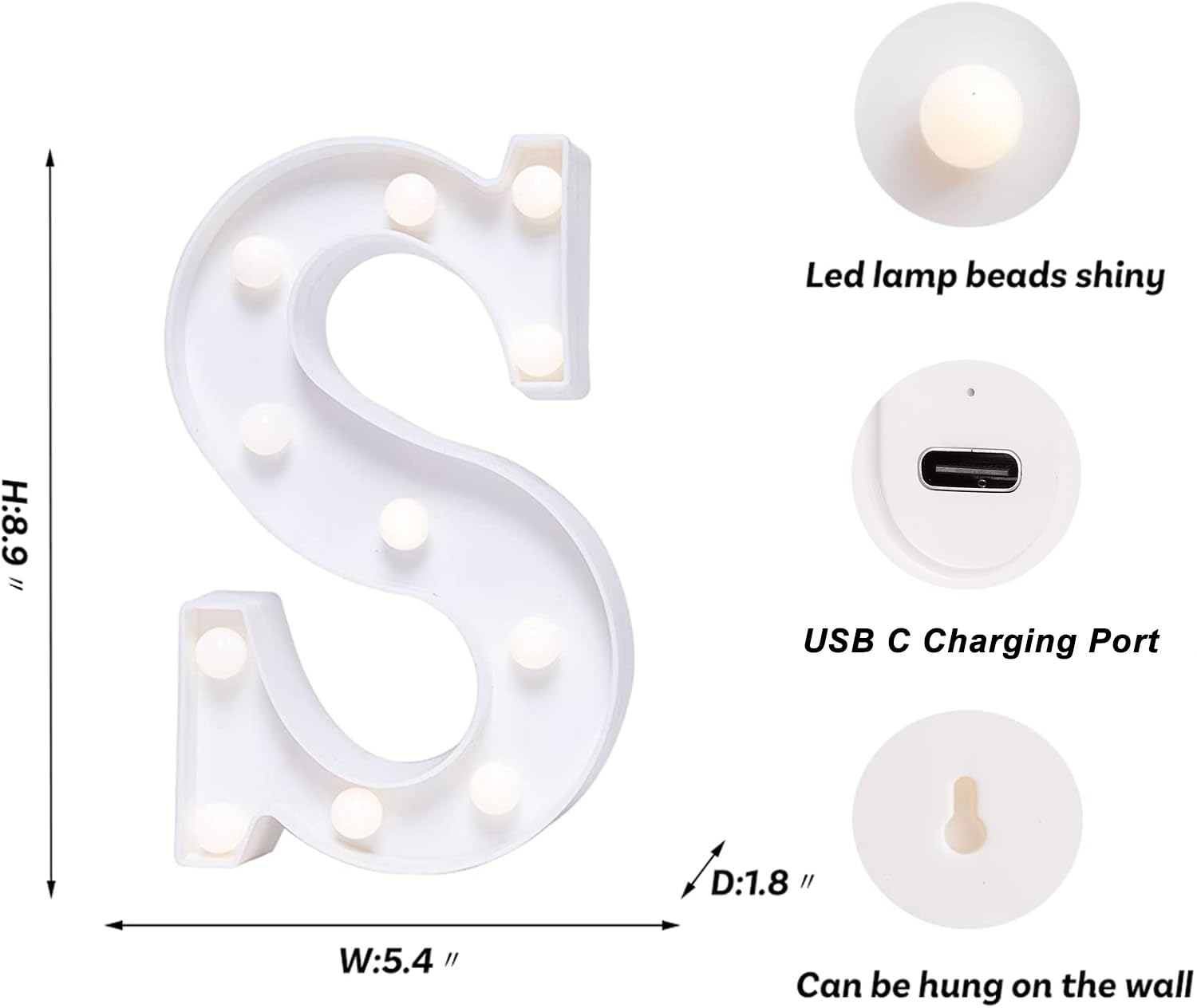 Foaky Rechargeable LED Letter Lights Sign Marquee Night Light for Weddings, Birthdays, Christmas - Size Y, Warm-Rechargeable, Plastic