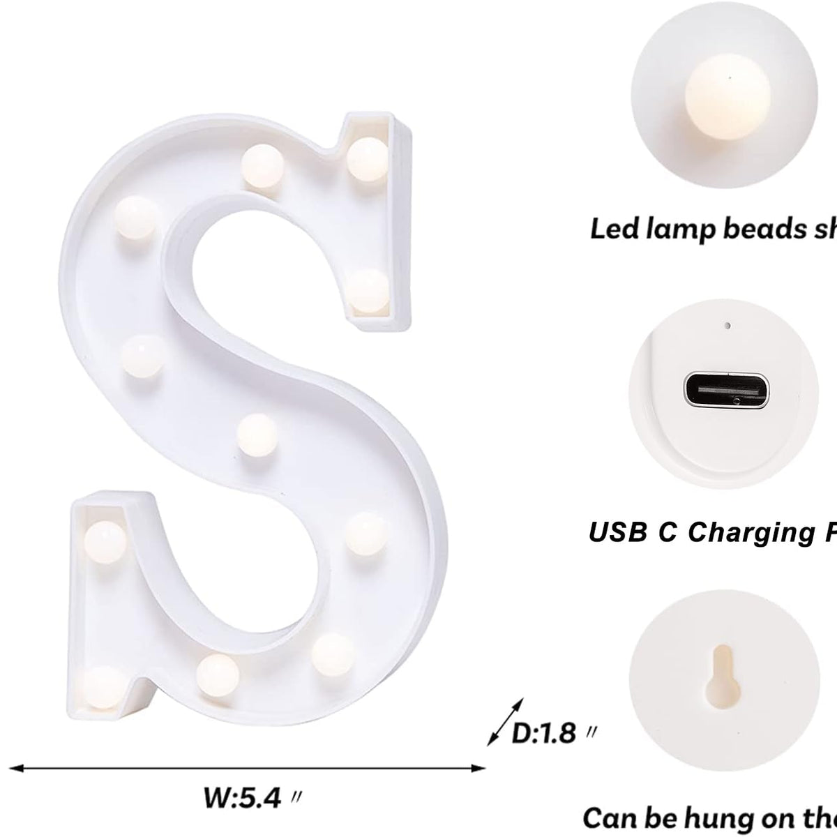 Foaky Rechargeable LED Letter Lights Sign, Warm Plastic Marquee Light ...
