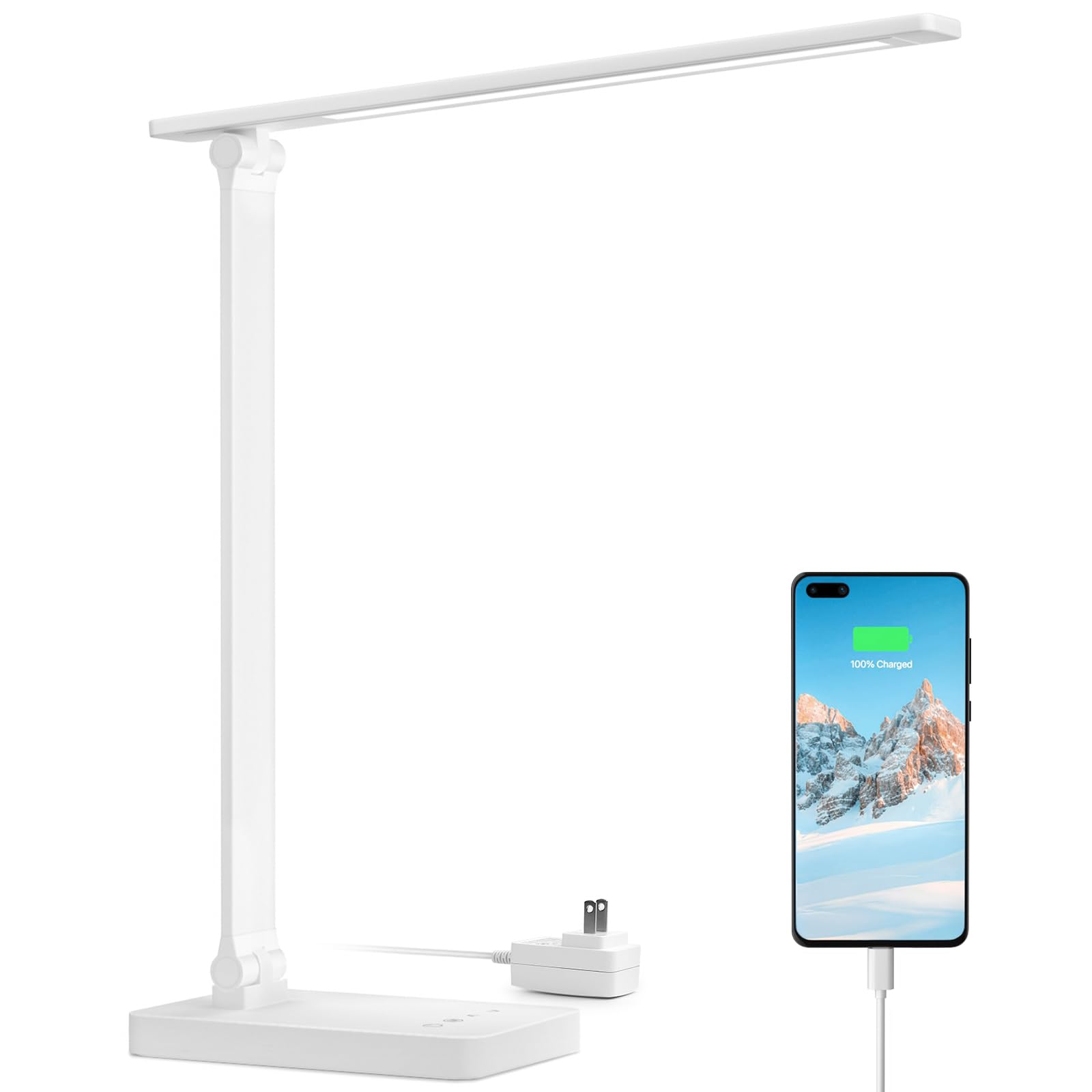 Lepro LED Desk Lamp with USB Charging Port Dimmable Home Office Touch Control Reading Table Lamp,3 Color Modes with 5 Brightness