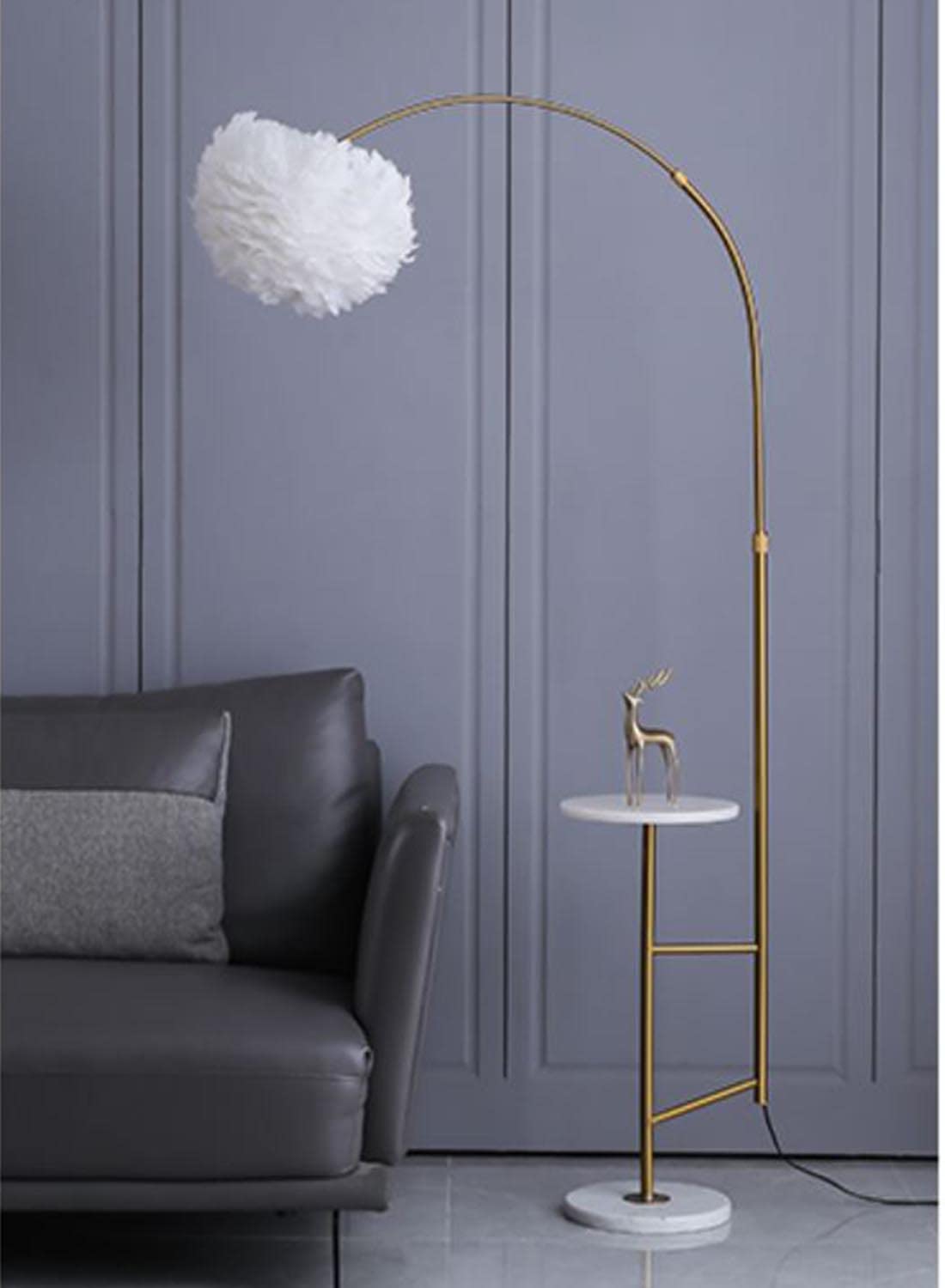 Dellemade Modern Floor Lamp with Table, Golden Finish, Stylish Design for Living Room and Bedroom, Model 1
