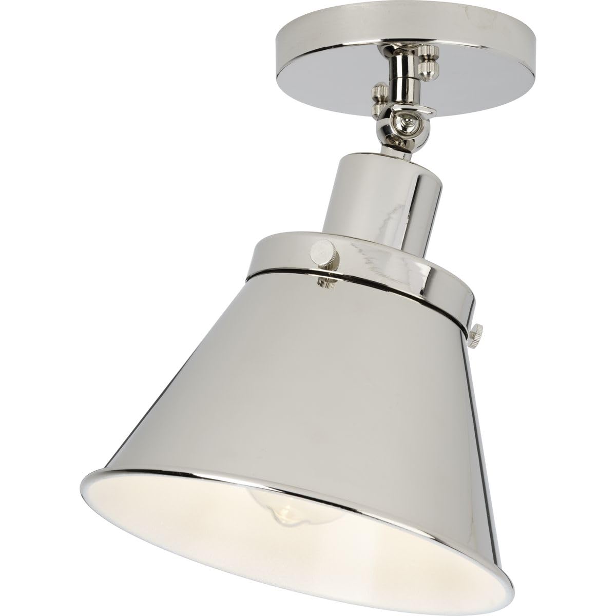 Progress Lighting P350199-104 Transitional One Light Flush Mount From Hinton Collection In Polished Nickel Finish,