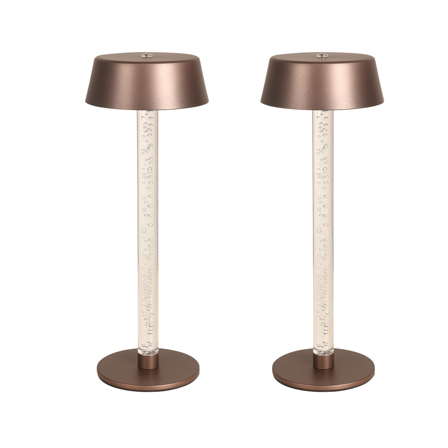 Snotme Cordless Table Lamps Set of 2, Gold Brown, Metal, 5000mAh Battery, 3 Color Stepless Dimming, Model SD-89