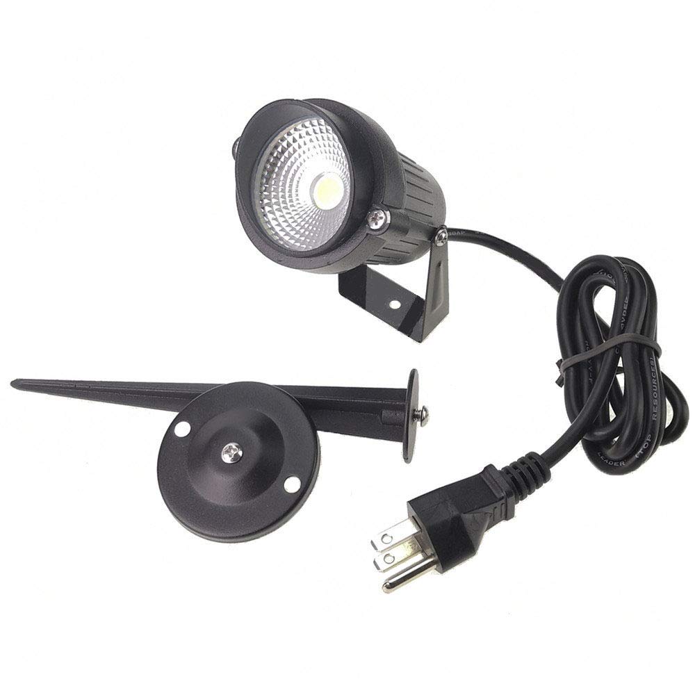 QUANS 5W Cool White LED Landscape Spotlight - 6 Pack, Waterproof Wall Mount Fixture, Aluminum, 110V US Plug, Model QSGSC