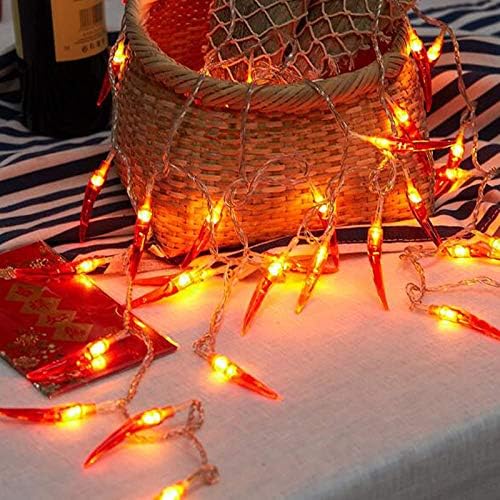 Okba 2Pack Red Chili Pepper String Lights,40 Led Pepper String Lamp Indoor Kitchen Decor Outdoor Mexican Decorations Light, Battery Powered For Chinese New Year,Holiday Party,Christmas Home Decor