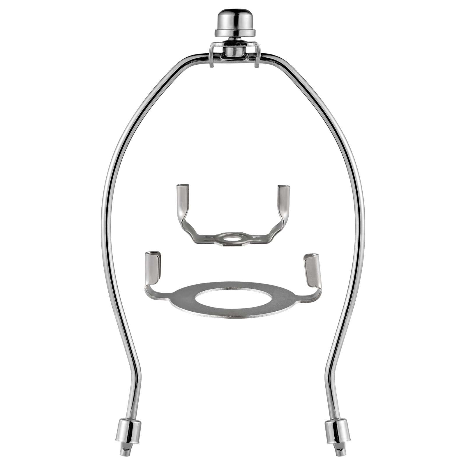 QVQCWD 8 Inch Lamp Shade Harp Holder, Nickel Lamp Harp with E26 UNO Fitter Adapter, IPS Standard Saddle and Finial Set, Lamp Sha