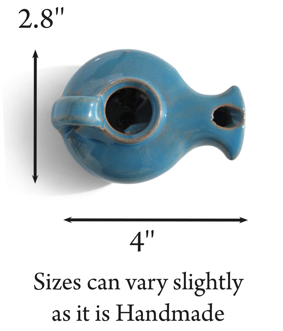 Herodian Glazed Oil Lamp, Candle Holder With Handle, Small- Blue Replica Ancient Biblical Clay Oil Lamp & Certificate Of Authenticity Hanukkah-Judaica - Christian Gift