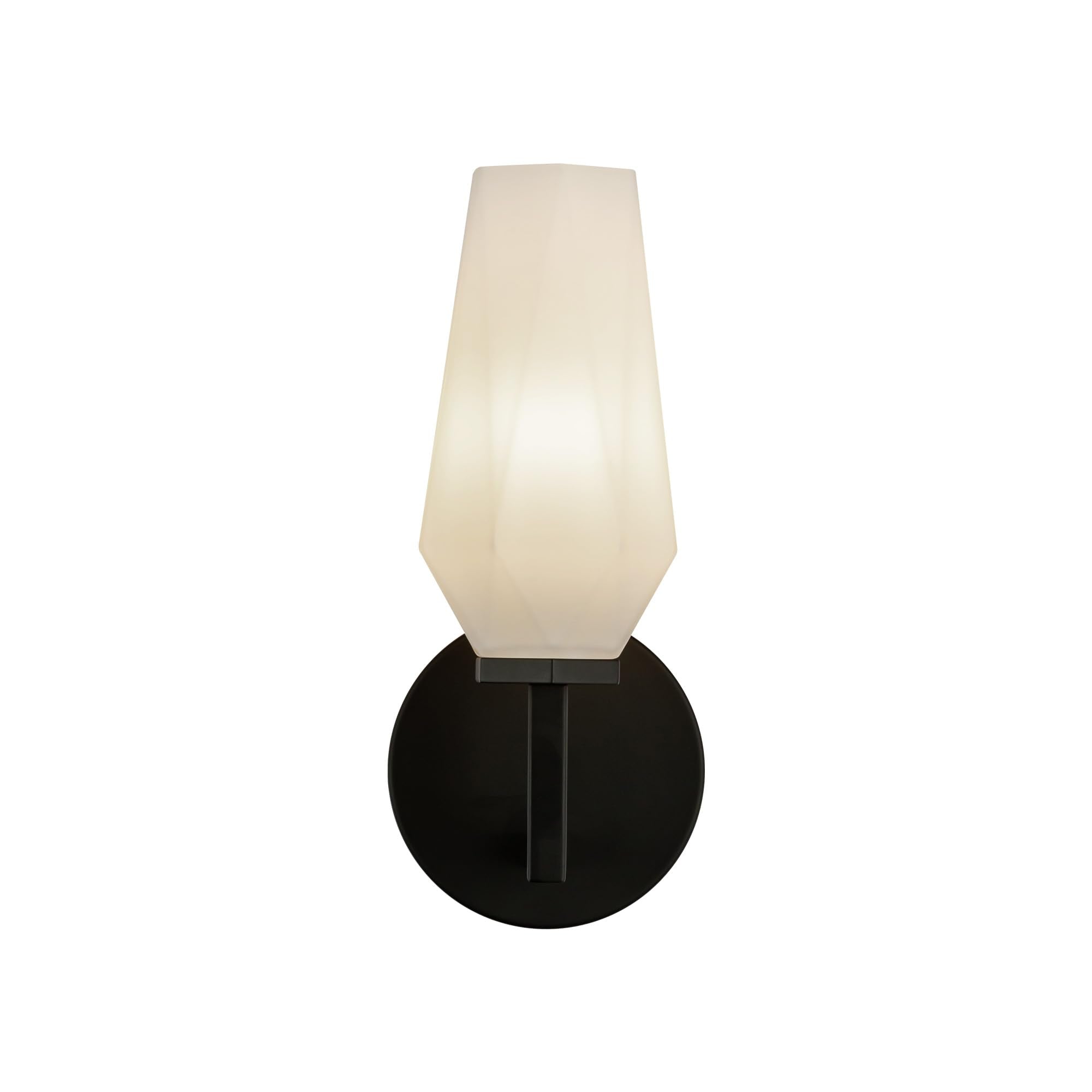 Alora Mood Classic 1-Light Wall/Vanity Sconce, 10 inch Matte Black/Opal Matte, Metal & Glass | Ideal for Bathrooms, Entryways & 