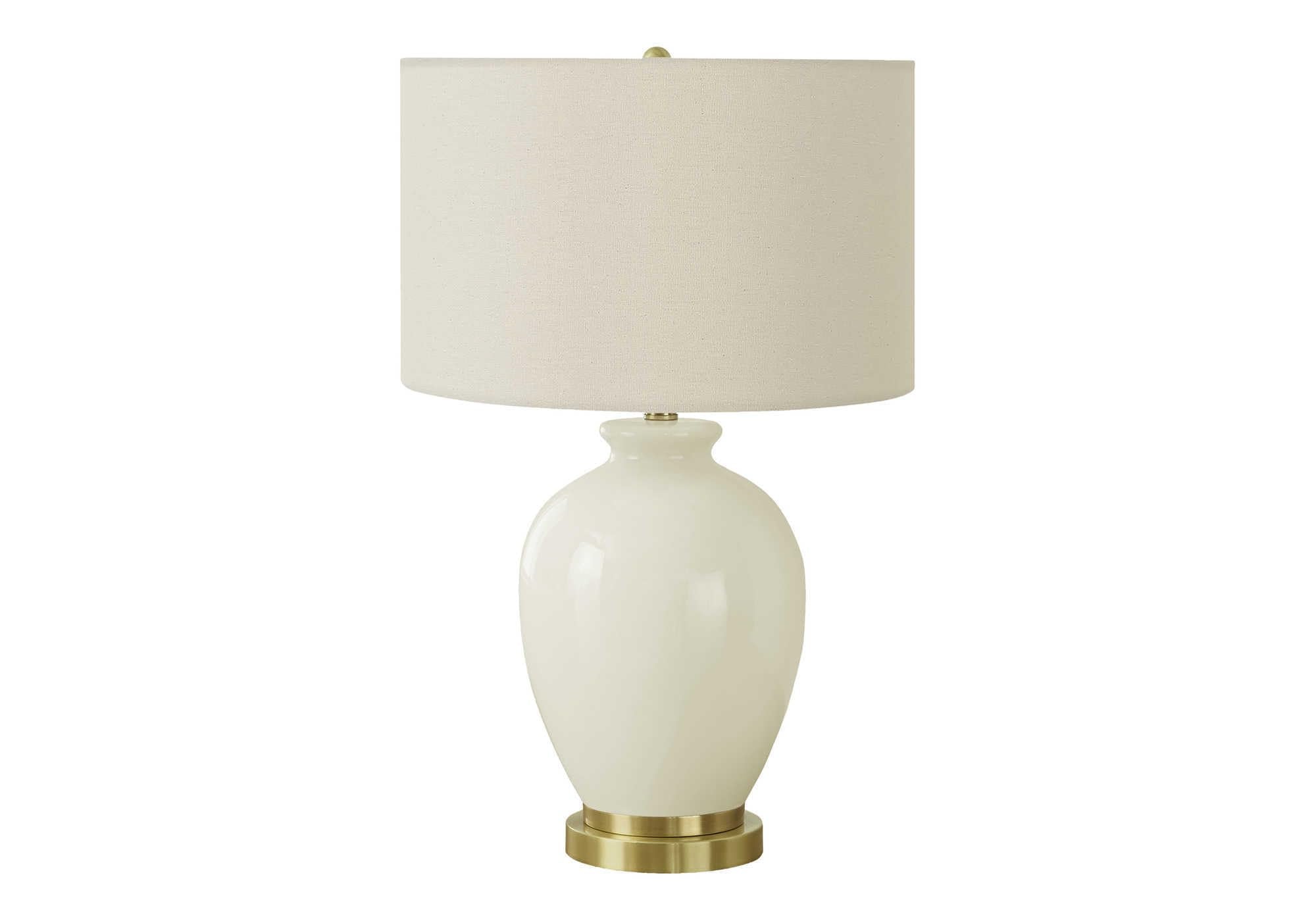 Monarch Specialties I 9625 Table Lamp, Cream Ceramic, Ivory/Cream Shade, 16inL x 16inW x 26inH