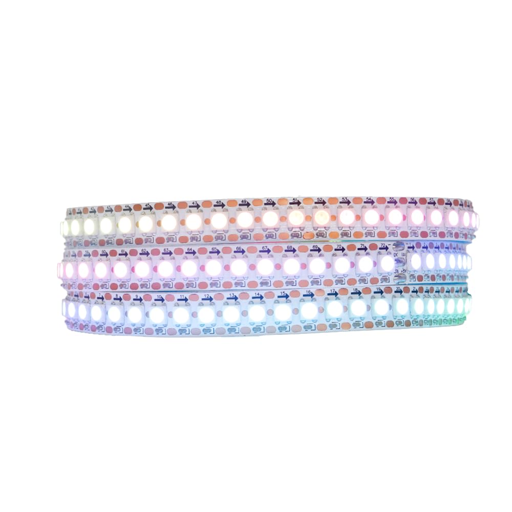 LOAMLIN WS2812B IC RGB 5050SMD ECO Individual Addressable LED Strip Light, 3.2FT 144LED/m Flexible Full Color IP30 DC5V White PC