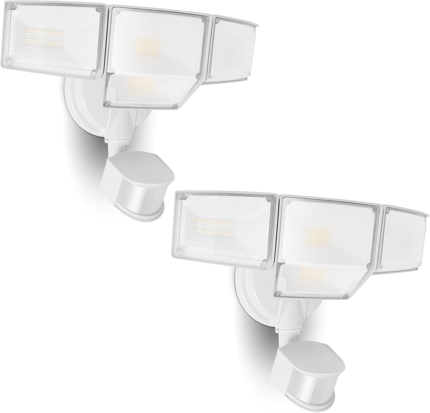LUTEC 80W 9000LM LED Security Lights Motion Sensor Outdoor Lights  4 Head LED Flood Lights Outdoor 5000K Daylight  IP65 Waterproof  Motion Detected Lights for Outside  Garage  Yard (White) - 2 Pack