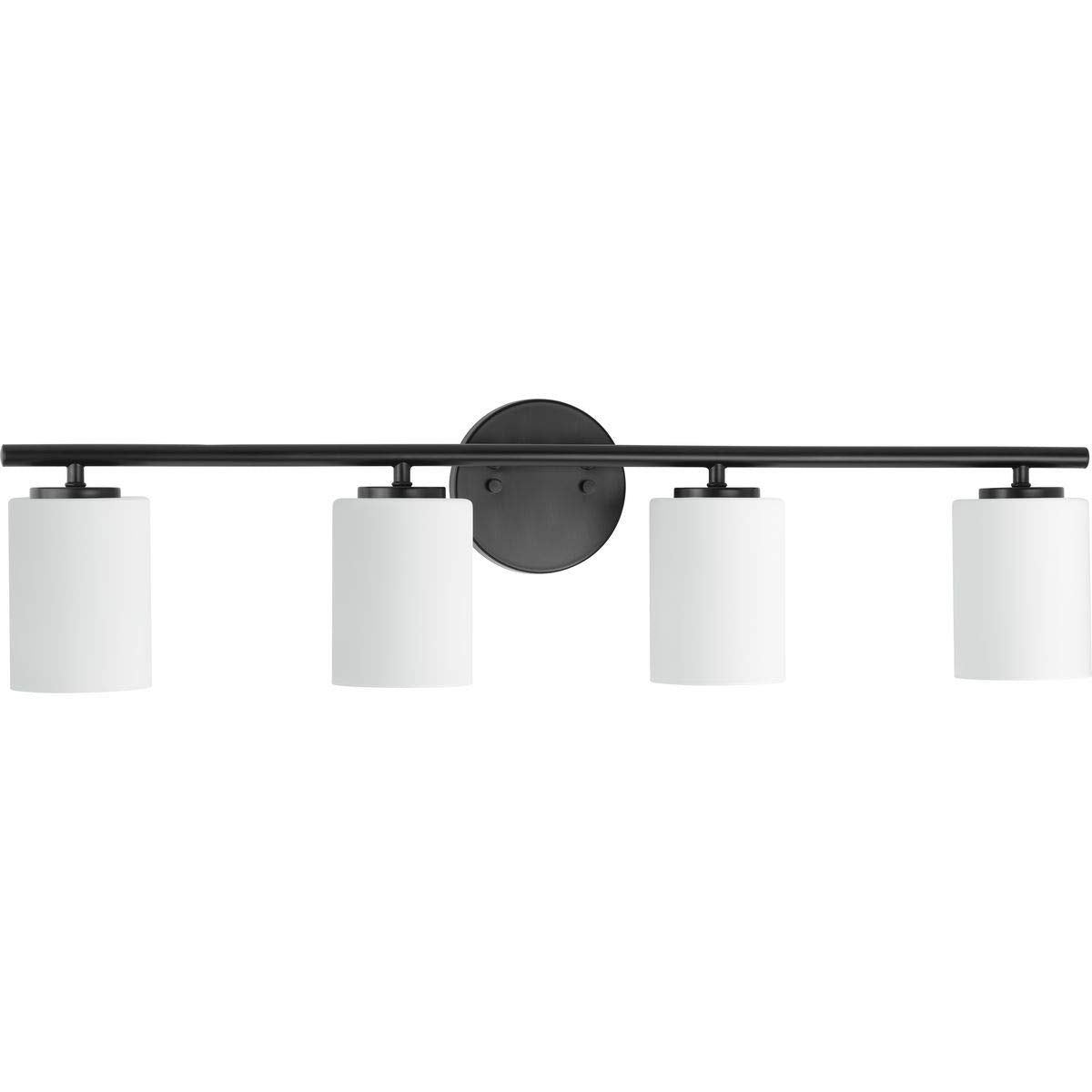 Progress Lighting Replay Collection 4-Light Bath Vanity Light Etched Glass Textured Black Model P2160-31