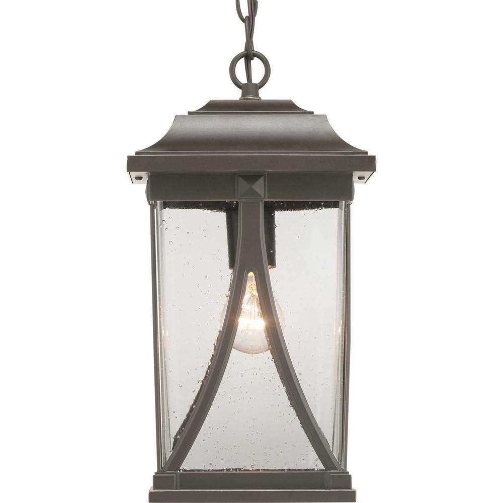 Progress Lighting Abbott Collection Outdoor Lantern, 1-Light, Clear Seeded Glass, Antique Bronze, 15.25x8.25x8.25, Model P550040-020