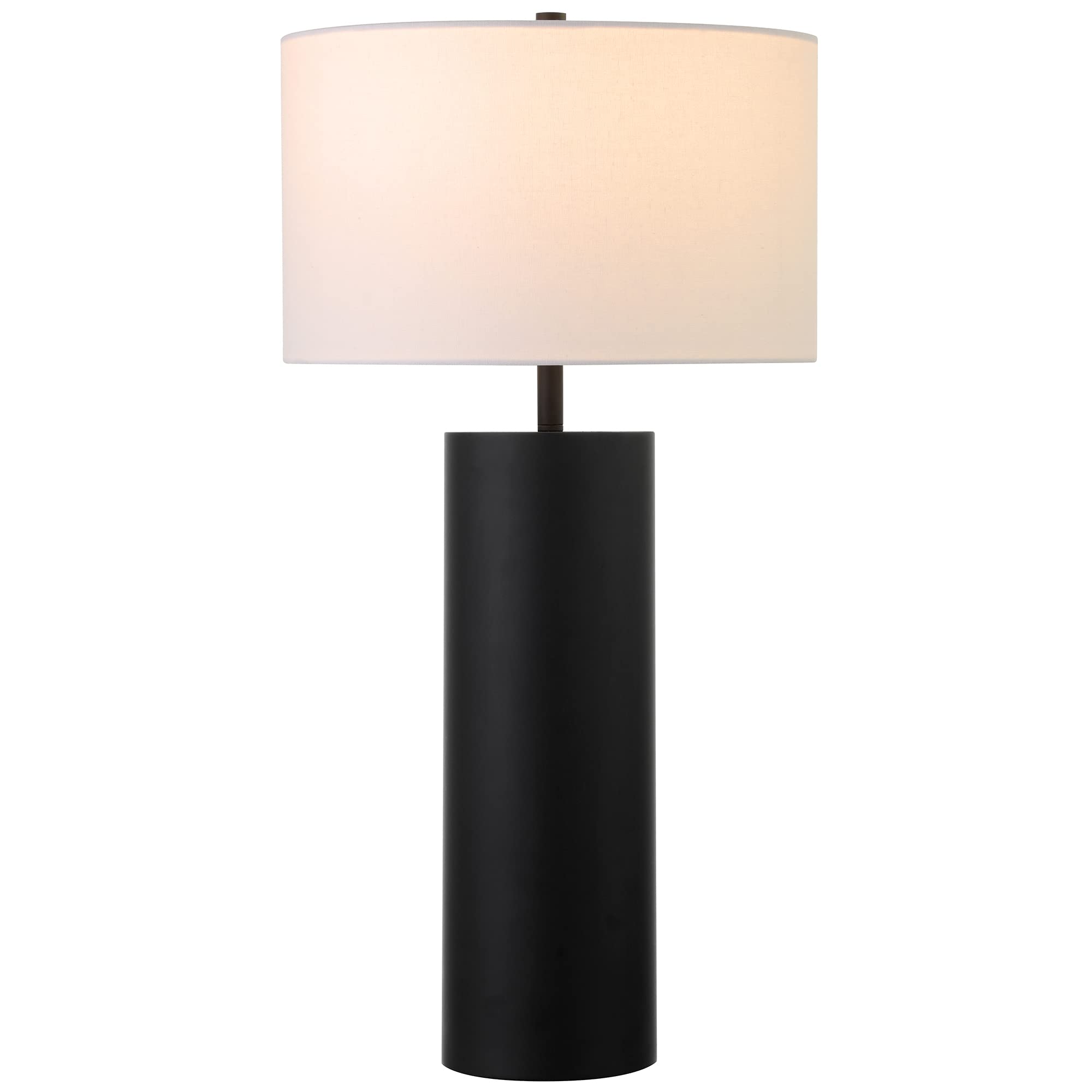 Henn&Hart 29.5'' Tall Table Lamp With Fabric Shade In Blackened Bronze, For Home, Living Room, Bedroom, Entertainment Room, Offi