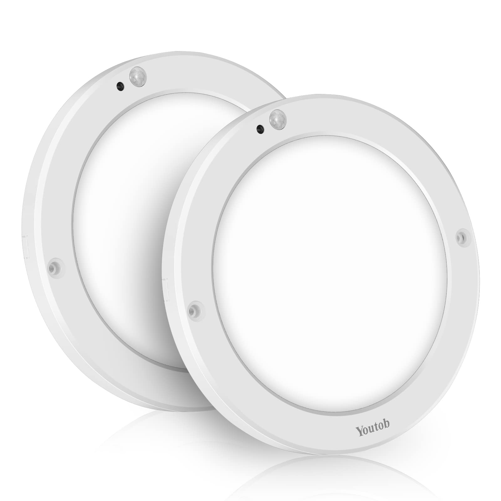 Youtob Motion Sensor Led Ceiling Light 15W 1200Lm Flush Mount Round Lighting Fixture For Indoor, Stairs, Closet Rooms, Porches,